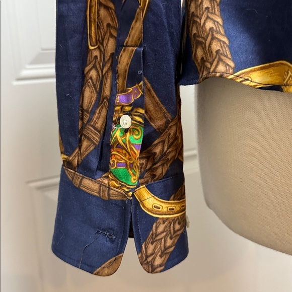 Ralph Lauren Blue and Gold Equestrian Shirt - Picture 6 of 8